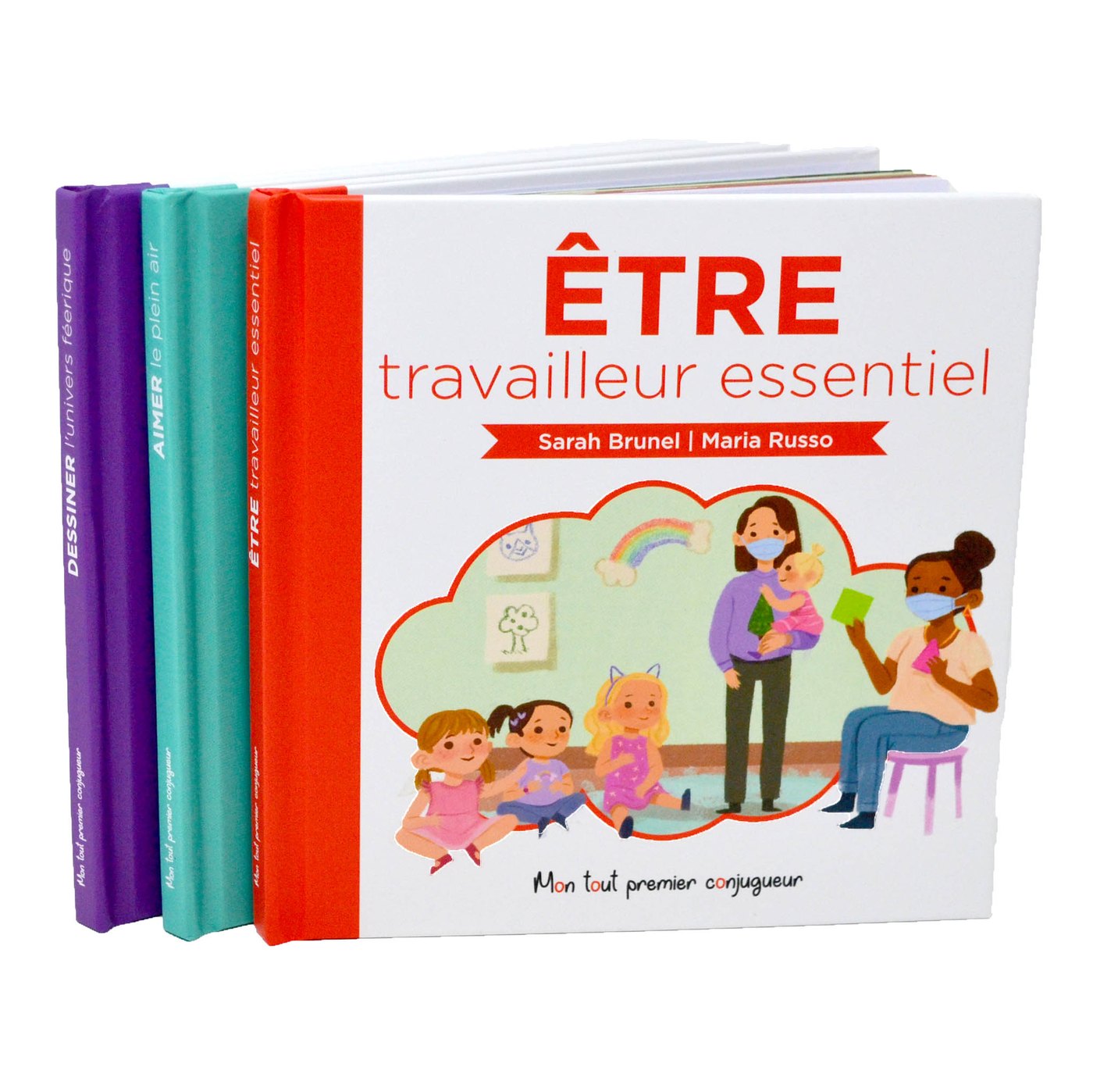 Être travailleur essentiel book standing with its series